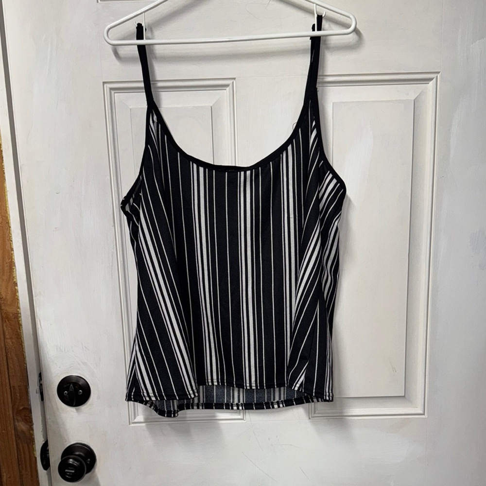 Elegant Black and White Striped Camisole